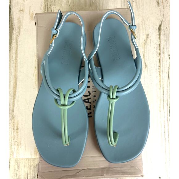 Kenneth Cole Reaction Women’s 7 Warren Blue Green Slip-On Flat Sandals NEW - Picture 3 of 9